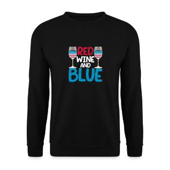 4 juillet Red Wine et Blue Patriotic Funny - Sweat-shirt Unisexe - noir - Devant - Alina (178cm) & Michal (187cm)