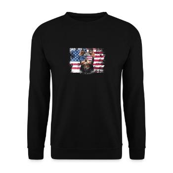 Yorkshire American flag patriotic Yorkie - Unisex Sweatshirt - black - Front - Alina (178cm) & Michal (187cm)