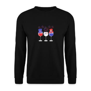 Red White Blue Wine Glasses American Flag - Unisex Sweatshirt - black - Front - Alina (178cm) & Michal (187cm)