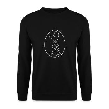 Verrückter Hase im Ei, weiße Linien - Unisex Pullover - Schwarz - Vorne - Alina (178cm) & Michal (187cm)