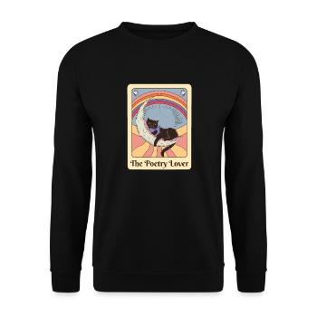 Poesie-Liebhaber Katze liest Gedicht Retro Tarot - Unisex Pullover - Schwarz - Vorne - Alina (178cm) & Michal (187cm)
