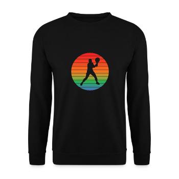 Tennisverein Tennisliebhaber Tennisspieler Tennis - Unisex Pullover - Schwarz - Vorne - Alina (178cm) & Michal (187cm)