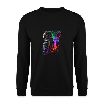 Outer Space Splash Art Colorful Fun Spaceman - Unisex Sweatshirt - black - Front - Alina (178cm) & Michal (187cm)