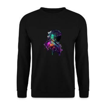 Outer Space Drippin Paint Art Fun Spaceman - Unisex Sweatshirt - black - Front - Alina (178cm) & Michal (187cm)