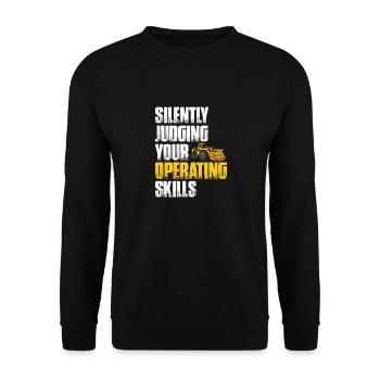 Construction machinery operator Excavator driver Excavator driver Construction workers - Unisex Sweatshirt - black - Front - Alina (178cm) & Michal (187cm)
