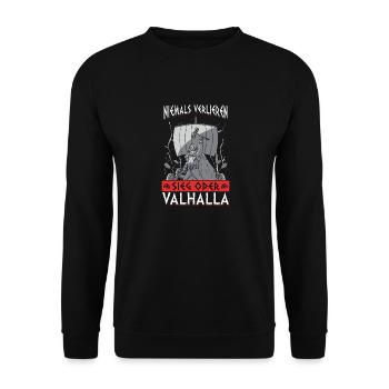 Niemals Verlieren, Sieg oder Valhalla Wikinger - Unisex Pullover - Schwarz - Vorne - Alina (178cm) & Michal (187cm)