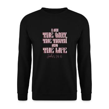 Bibelzitate Christentum Glaube Gott Jesus - Unisex Pullover - Schwarz - Vorne - Alina (178cm) & Michal (187cm)