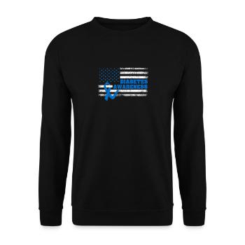 Type 1 Diabetes Awareness American US Flag Blue - Unisex Sweatshirt - black - Front - Alina (178cm) & Michal (187cm)