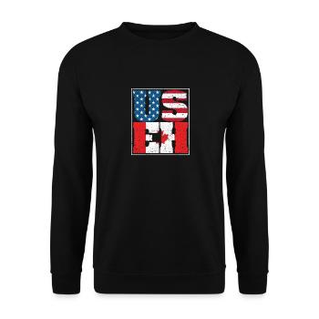 USA Stolz US Flagge Tag USEH Kanadisch Kanada Ahor - Unisex Pullover - Schwarz - Vorne - Alina (178cm) & Michal (187cm)