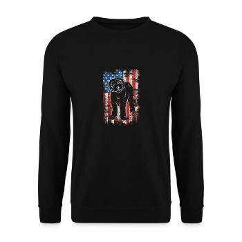 Labradoodle 4. Juli Patriotische amerikanische US - Unisex Pullover - Schwarz - Vorne - Alina (178cm) & Michal (187cm)