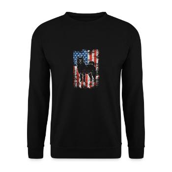 Akita 4. Juli Patriotisch Amerikanische USA Flagge - Unisex Pullover - Schwarz - Vorne - Alina (178cm) & Michal (187cm)