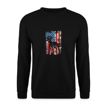 Windhund 4. Juli Patriotisch Amerikanisch USA Flag - Unisex Pullover - Schwarz - Vorne - Alina (178cm) & Michal (187cm)