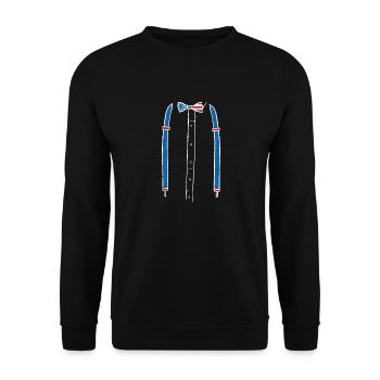 Kummerbund Fliege Hosenträger USA Flagge Smoking - Unisex Pullover - Schwarz - Vorne - Alina (178cm) & Michal (187cm)