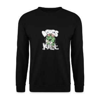 Eine Zigarette drehen - Unisex Pullover - Schwarz - Vorne - Alina (178cm) & Michal (187cm)