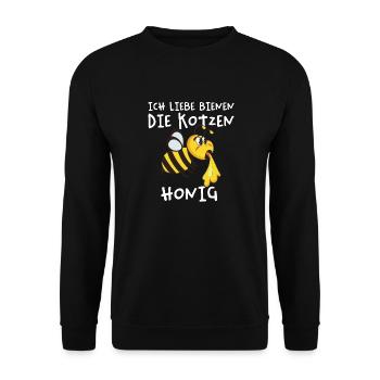 Ich liebe Bienen die Kotzen Honig - Unisex Pullover - Schwarz - Vorne - Alina (178cm) & Michal (187cm)