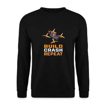 Build Crash Repeat Drone - Unisex Pullover - Schwarz - Vorne - Alina (178cm) & Michal (187cm)