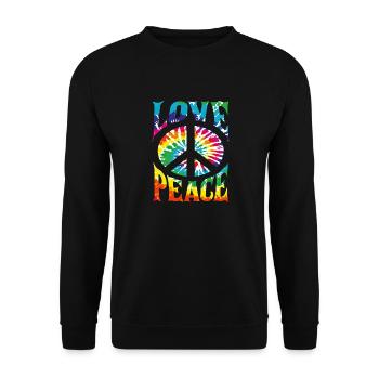 Love Peace Retro - Unisex Sweatshirt - black - Front - Alina (178cm) & Michal (187cm)