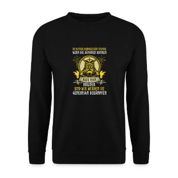 In deiner Dunkelsten Stunde , Rufe mich Bruder - Unisex Pullover - Schwarz - Vorne - Alina (178cm) & Michal (187cm)