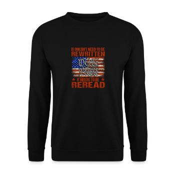 Vintage US American Flag It Needs To Be Reread - Unisex Pullover - Schwarz - Vorne - Alina (178cm) & Michal (187cm)