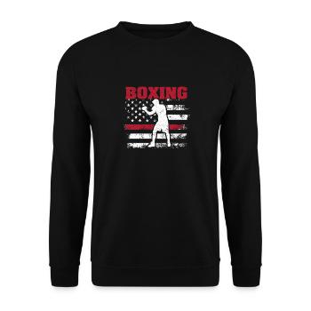 Retro American Boxing Apparel US Flag Boxer - Unisex Sweatshirt - black - Front - Alina (178cm) & Michal (187cm)