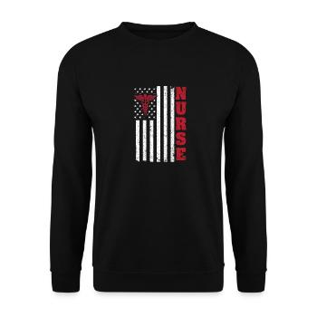 Patriotische amerikanische USA Flagge Registrierte - Unisex Pullover - Schwarz - Vorne - Alina (178cm) & Michal (187cm)