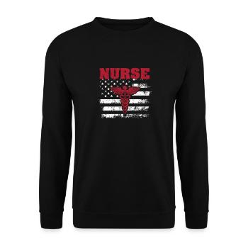 Patriotische amerikanische USA Flagge Registrierte - Unisex Pullover - Schwarz - Vorne - Alina (178cm) & Michal (187cm)