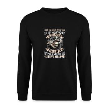 In deiner Dunkelsten Stunde , Rufe mich Bruder - Unisex Pullover - Schwarz - Vorne - Alina (178cm) & Michal (187cm)