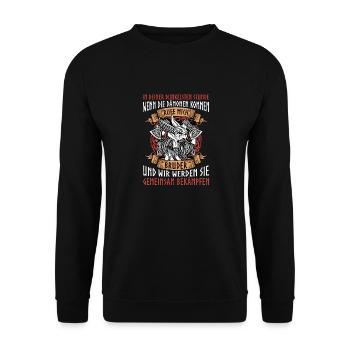 In deiner Dunkelsten Stunde , Rufe mich Bruder - Unisex Pullover - Schwarz - Vorne - Alina (178cm) & Michal (187cm)