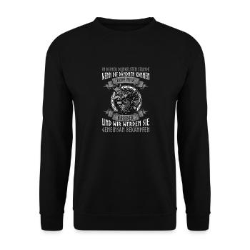 In deiner Dunkelsten Stunde , Rufe mich Bruder - Unisex Pullover - Schwarz - Vorne - Alina (178cm) & Michal (187cm)