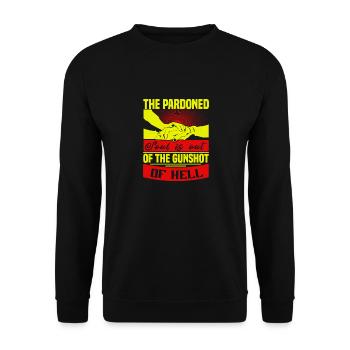 DIE BEGNADIGTE SEELE IST AUS DER HÖLLE - Unisex Pullover - Schwarz - Vorne - Alina (178cm) & Michal (187cm)