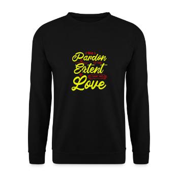 WIR VERZEIHEN AUSMASS LIEBE - Unisex Pullover - Schwarz - Vorne - Alina (178cm) & Michal (187cm)