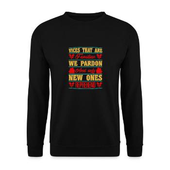 WICES, DIE VERTRAUT SIND, VERZEIHEN WIR - Unisex Pullover - Schwarz - Vorne - Alina (178cm) & Michal (187cm)