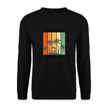 Summer vibes - sun, beach and palm trees - Unisex Sweatshirt - black - Front - Alina (178cm) & Michal (187cm)