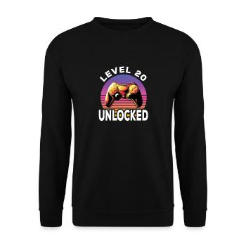 Level 20 Unlocked 20th Birthday Gamer - Unisex Sweatshirt - black - Front - Alina (178cm) & Michal (187cm)