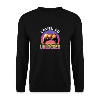 Level 20 Unlocked 20th Birthday Gamer - Unisex Sweatshirt - black - Front - Alina (178cm) & Michal (187cm)