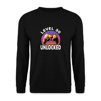 Level 30 Unlocked 30. Geburtstag Gamer - Unisex Pullover - Schwarz - Vorne - Alina (178cm) & Michal (187cm)