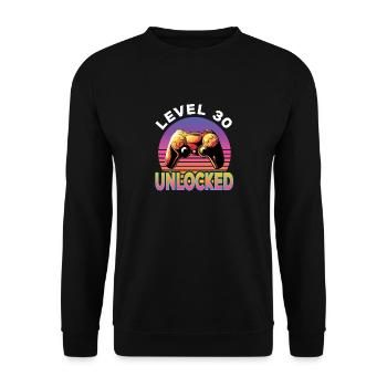 Level 30 Unlocked 30. Geburtstag Gamer - Unisex Pullover - Schwarz - Vorne - Alina (178cm) & Michal (187cm)