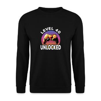 Level 40 Unlocked 40. Geburtstag Gamer - Unisex Pullover - Schwarz - Vorne - Alina (178cm) & Michal (187cm)