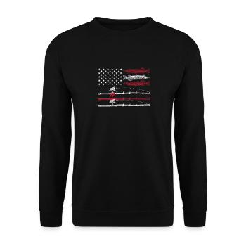 Vintage USA Fish American Flag Fishing - Sweat-shirt Unisexe - noir - Devant - Alina (178cm) & Michal (187cm)