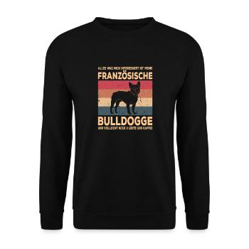 Französische Bulldogge French Bulldog Frenchie - Unisex Pullover - Schwarz - Vorne - Alina (178cm) & Michal (187cm)