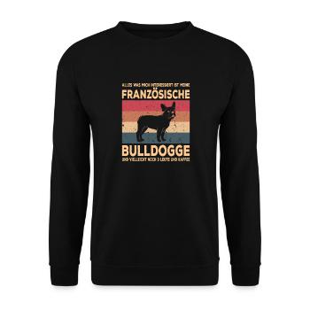 Französische Bulldogge French Bulldog Frenchie - Unisex Pullover - Schwarz - Vorne - Alina (178cm) & Michal (187cm)