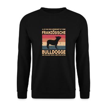 Französische Bulldogge French Bulldog Frenchie - Unisex Pullover - Schwarz - Vorne - Alina (178cm) & Michal (187cm)