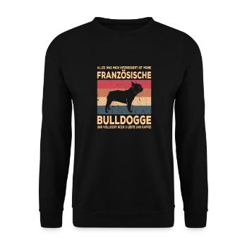 Französische Bulldogge French Bulldog Frenchie - Unisex Pullover - Schwarz - Vorne - Alina (178cm) & Michal (187cm)