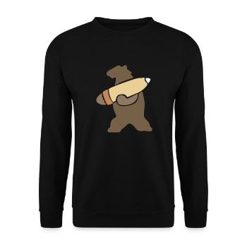 Wojtek der soldatische Bär - Unisex Pullover - Schwarz - Vorne - Alina (178cm) & Michal (187cm)