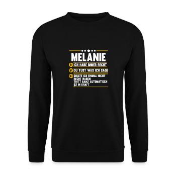Melanie - Unisex Pullover - Schwarz - Vorne - Alina (178cm) & Michal (187cm)