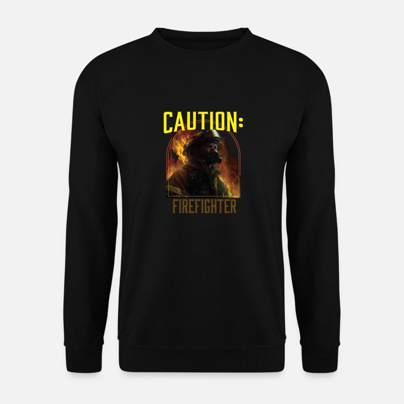Caution Firefighter Fire Rescue Fireman - Unisex Pullover - Schwarz