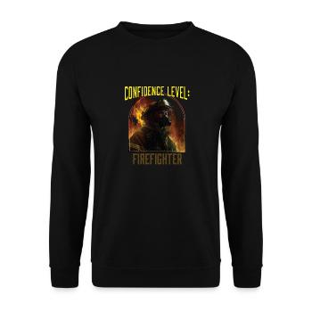 Confidence Level: Firefighter Best Fireman Ever - Unisex Sweatshirt - black - Front - Alina (178cm) & Michal (187cm)