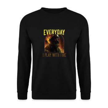 Everyday I Play With Fire Firefighting Fireman - Unisex Sweatshirt - black - Front - Alina (178cm) & Michal (187cm)