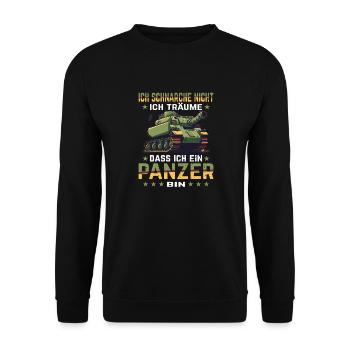 Ich Schnarche Nicht Ich Träume Dass Ich Ein Panzer - Unisex Pullover - Schwarz - Vorne - Alina (178cm) & Michal (187cm)