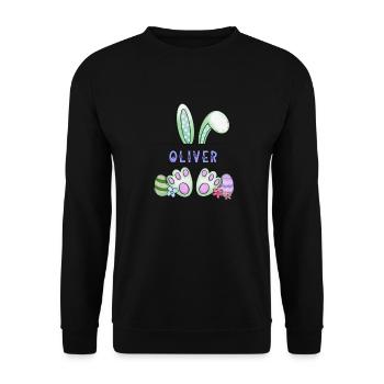 Osterhase, Hase, niedlich - Oliver - Unisex Pullover - Schwarz - Vorne - Alina (178cm) & Michal (187cm)